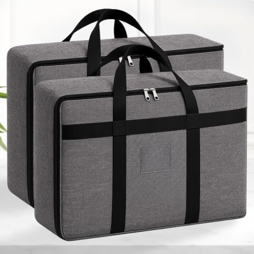 Image of SITTELLA Large Foldable Storage Bags, 39 L, 2 Pack, Grey | Fabric Storage Organizer Box, With Zip, Blanket & Quilt Storage, Space Saving Container