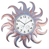 HOBYLUBY Large Outdoor Clock Silent Non-Ticking, Outdoor Wall Clock with Thermometer & Hygrometer Combo, Quartz Outside Clock for Patio, Garden, Living Room (Blue)