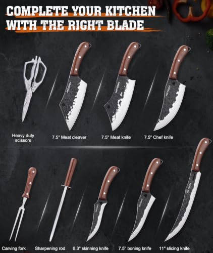 Naitesen 9PCS Butcher Knife Set With Roll Bag, Kitchen Knives - image 3