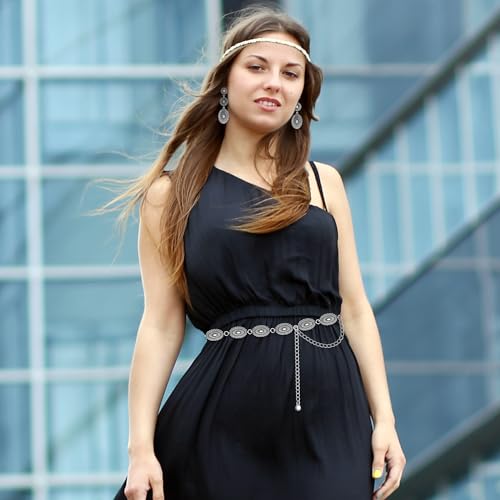 Cowgirl Belt for Women Western Jewelry Set with Western Earrings, Concho Belt Matching Country Concert Outfit, Vintage Cowboy Earrings as Halloween Gifts Cowgirl Jewelry Boho Outfit4