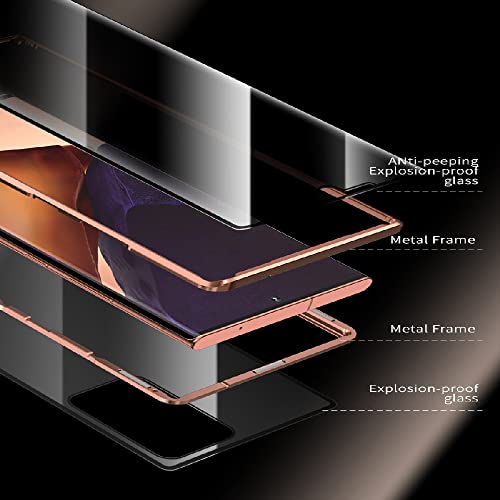 Guppy Anti Peeping Case for Galaxy S23 Ultra, 360 Degree Front and Back Clear Protector Privacy Tempered Glass Full Body Protection Magnetic Adsorption Metal Bumper Frame Flip Cover(Black)