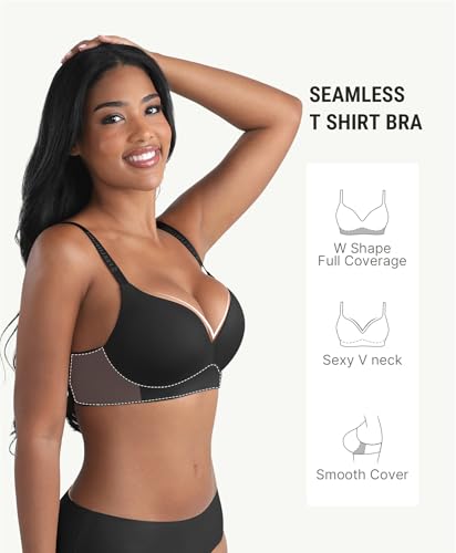 Image of FeelinGirl Wireless Push Up Bra Full Support Lift Balconette Seamless | No Underwire Tshirt Bra, Full Coverage, Back Smoothing, No Show Comfy Bra for Deep V Clothes