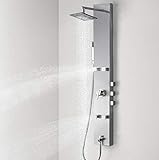 Vantory Shower Panel System Faucets Sets Complete Tower Column with Adjustable Massage Jets 304 Stainless Steel Brushed Nickel Multi-Function with Spout Rainfall 51'