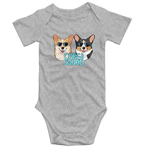 Image of YIWLAOR Newborn Romper Onesie, Corgi Squad Short Sleeves Climbing Bodysuit Baby Clothes for 0-24 Months 6 Months