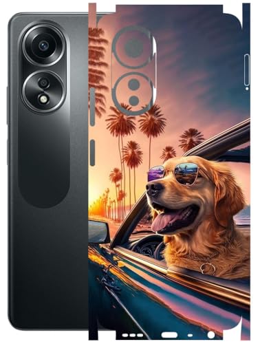 Image of AtOdds - Full Body Back Screen Guard Protector Film - Lamination Wrap Skin Sticker Compatible with Oppo A58 (4G) | Scratchproof Matte Finish (Happy Doggo)