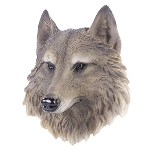 Tête de loup décoration murale robuste, l'ornement animal en résine pour habiller un mur vide