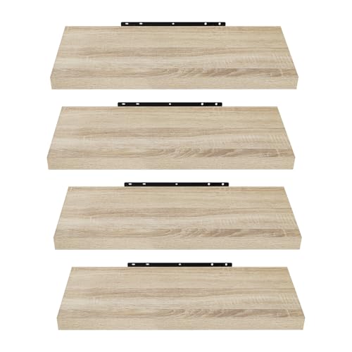 EUGAD 4 pièces Étagère Murale étagères suspendues en Bois,50x22,9x3,8cm Sonoma Chêne 0091QJ-4