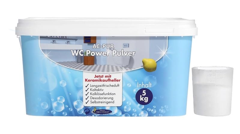 AQUA CLEAN PUR WC Power Pulver Kalklösefunktion 5kg mit Keramikaufheller im XXl Gebinde