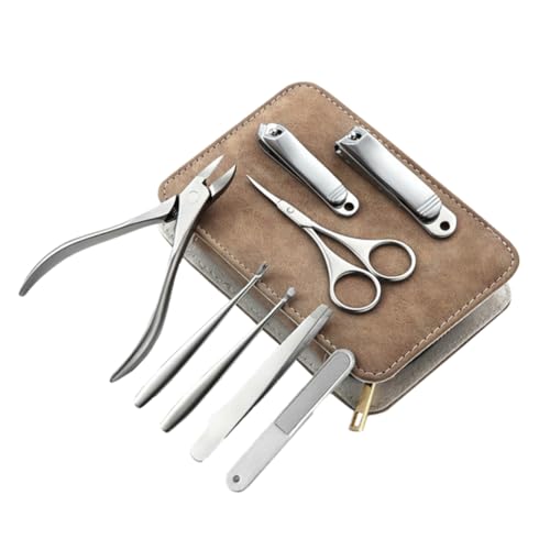 FOMIYES Stainless Steel Nail Clippers Kit Manicure Tools Set 8 Pieces Rust- and Easy to Clean for Travel