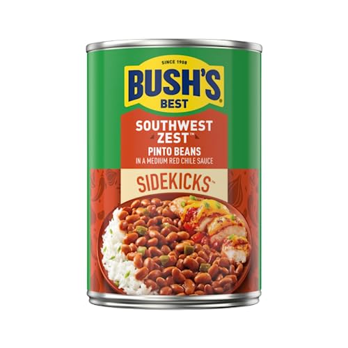Image of Bush's Best Sidekicks Beans Variety Pack, Ready to Heat Seasoned Beans for Rice Bowls, Tacos and Easy Meals, Southwest Zest Pinto Beans 15 Ounce and Taco Fiesta Black Beans 15.1 Ounce (Variety Pack)