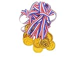 Alipis Medallas Infantiles de Plástico Dorado 12 Piezas Cordón para Premiar en Fiestas Deportivas y Escolares Regalos de Fiesta y Premios para Competición