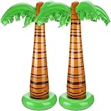 TecUnite 2 Pack Inflatable Palm Trees 35 Inch Jumbo Coconut Trees Beach Backdrop Favor for Summer Beach Hawaiian Tropical Birthday Backyard Pool Luau Party Decoration Photo Booth Prop Accessory