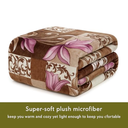 Image of Signature Special Limited Edition Super Soft Double Layered Blanket - 1100 GSM Winter Luxury - Reversible, Ultra Warm & Plush - King & Single Bed (Autumn Blossoms, Double)