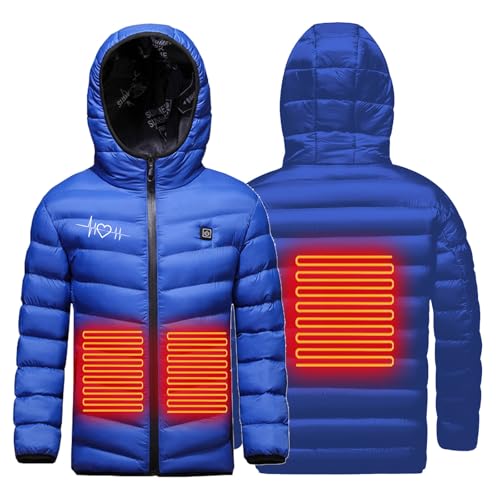 Niños Chaqueta Calefactable,Talla Grande Cálido Abrigo Calefacción 3 Temperaturas de Calentamiento Chaquetas Térmico USB Eléctrico Heated para Actividades Al Aire Libre Invierno