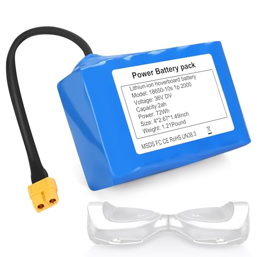 Upgrade 36V 2000mAh Hoverboard Battery Replacement - Li-ion Battery with XT60 Plug for Jetson Hoverboard, Hover-1 Hoverboard & More | High Capacity, Long-Lasting, Safe & Easy to Install