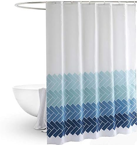 Shower Curtain Chevron Geometric Bath Shower Curtains Mould Proof & Mildew Resistant Waterproof Bathroom Curtains with hooks,Polyester,180 x 180 cm(Turquoise Stripe)