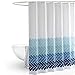 Produktbild MYQIANG Duschvorhang aus Stoff Anti-Schimmel & Wasserdicht Chevron Badewannenvorhang mit verstärktem Saum für Badewanne und Badezimmer,Turquoise Zickzack Muster,180x180cm