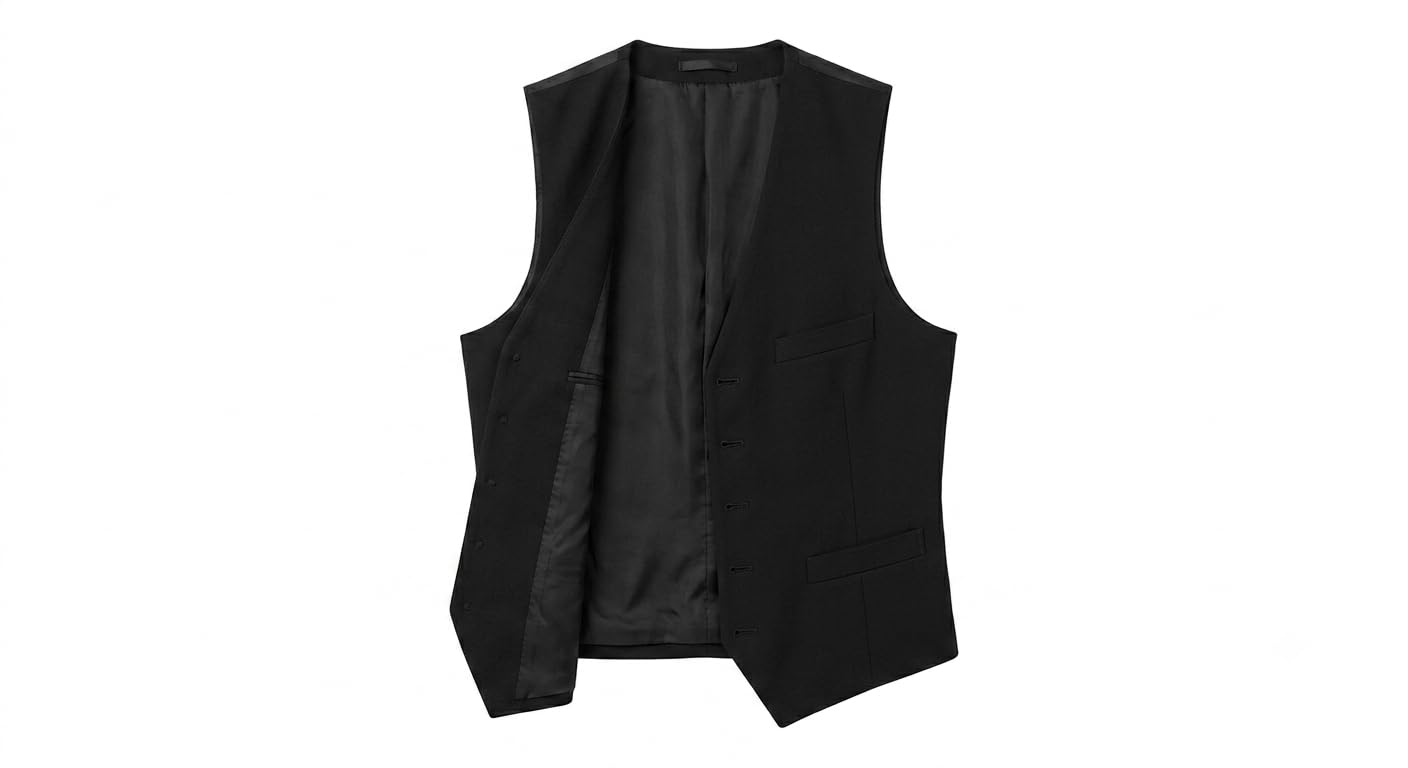 Men's Black Formal Suit Vest with Button Front and Pockets-picture-45