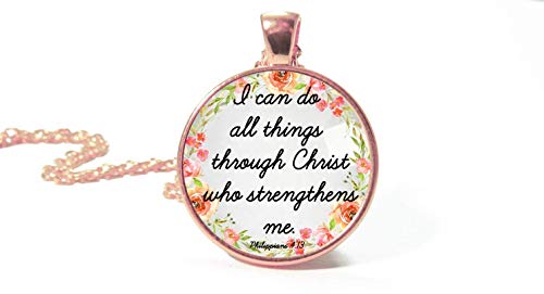 Inspirational Scripture Jewelry- Christian Jewelry for Women- Philippians 4:13- I can do all things through Christ who strengthens me- Gift