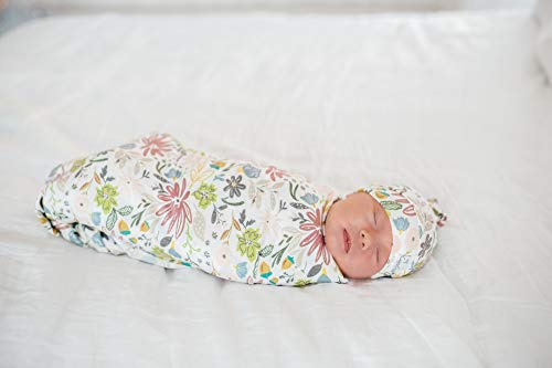 Image of Copper Pearl Baby Beanie Hat Top Knot Stretchy Soft Olive