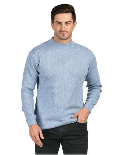 Image of Men Woolen Round Neck Solid Striped Design Pullover Heavy Rainbow Fabric Winter Wear Pure Wool Cardigan for Men Fully Warm Pullover Free Sizes
