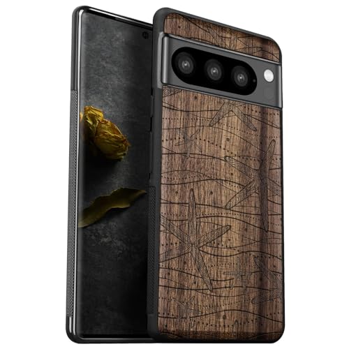 Protection Pixel 8 Pro coque bois antichoc bumper TPU souple étui noyer gravé