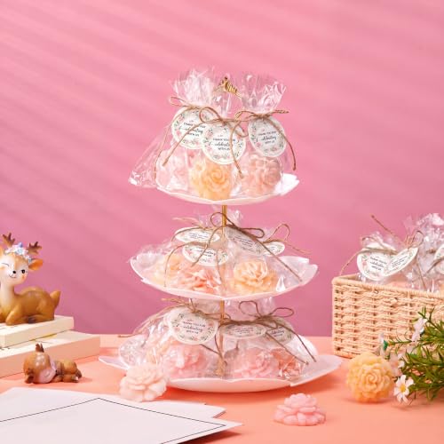 Image of Demissle 40 Sets Mini Flower Soaps Baby Shower Wedding Favors Handmade Scented Soaps Bridal Shower Favors with Thank You Tags Bags for Guests Return Gift Birthday Gender Reveal Party (Light Pink)