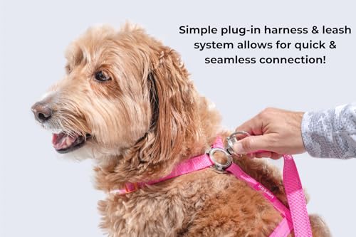 Dog Harness and Leash Combo Set, Magnetic Connection, Ergonomic Design (Flamingo Pink, Medium) - Image 3