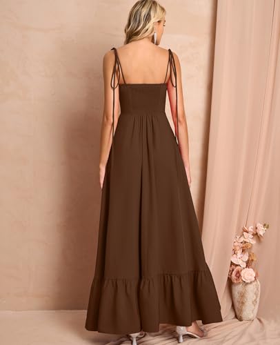 Image of GLNEGE Women's Summer Corset Wedding Guest Maxi Dress Spaghetti Strap Ruffle Formal Dresses Flowy A Line Tea Party Sundress