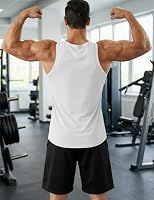 PINSPARK Men's Quick Dry Athletic Tank Tops Muscle Workout Shirts White — image 6