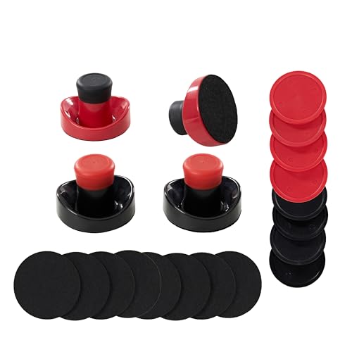 Barrington Ensemble d'accessoires de airhockey avec 4 poussoirs, 8 palets, 8 coussinets, convient aux tables de Air Hockey de 152,4 à 183 cm, rouge et noir