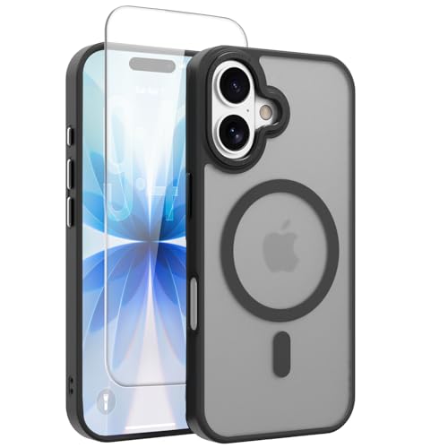 Image of Magnetic for iPhone 17 Phone Case, [Compatible with MagSafe], Screen Protector X1, [Military Grade Drop Protection],Matte Finish,Slim,Shockproof,Protective (Black Magnetic, iPhone 17)