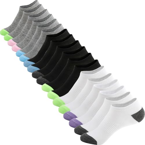 No Show Socks for Women, 9 Pairs, Low Cut Grip Running Athletic Fashion Ankle Socks, Casual Invisible Liner