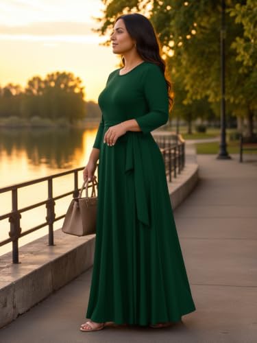 Image of Casual Maxi Dress for Women 3 /4 Sleeve with Pockets