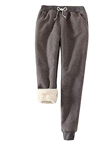 Thermo-Jogginghose für Damen Im Winter mit Dicken Laufhosen, Warme Trainingshose, Warme Fleecehose, Winterverdickte, mit Fleece Gefütterte Joggerhose, Trainingshose (Color : Brown, Size : 4XL) Cover