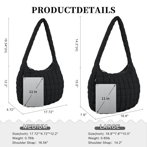 Bolso tote acolchado grande para mujer con cremallera miniatura 2