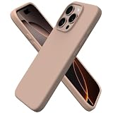 ORNARTO Cover per iPhone 16 Pro Custodia Sottile 6,3 Pollici, Morbido Silicone Liquido Protezione Cover, in Gomma Gel Morbida con Fodera in Microfibra -Titanio Sabbia