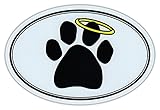Oval Car Magnet - Dog Paw Print w/Angel Halo - Memorial - Magnetic Bumper Sticker