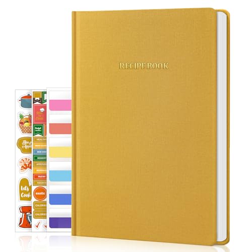 Image of WEMATE Recipe Book to Write in Your Own Recipes, Hardcover Blank Recipe Books, 75 Recipes for Family to Organize Your Recipes, Cooking Gifts,6" x 8", Yellow