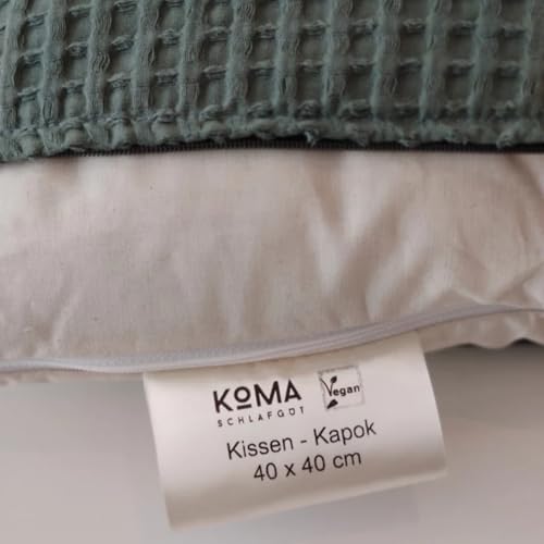KOMA schlafgut Kapok Kopfkissen Classic, vegan, nachhaltig, Bio Premium Qualität Made in Germany aus Kapokfasern, Allergiker geeignet, atmungsaktiv (80 x 80 cm)