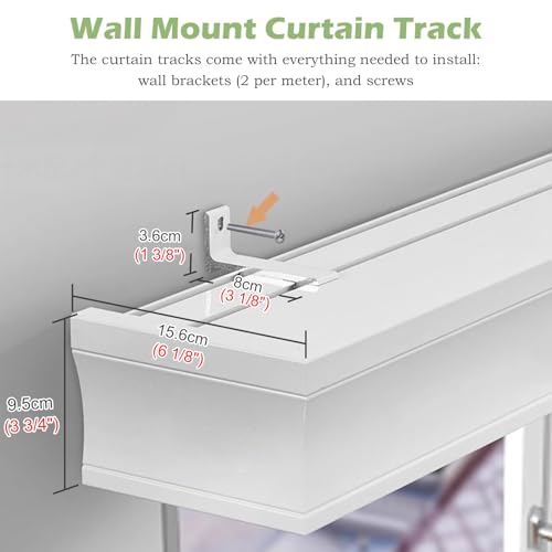 Riel de cortina doble de pared premium de 4 metros con cenefa 3