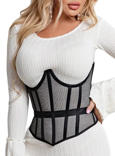 Image of Mesh Corset Waist Trainer for Women - Underbust Corset Lace Up - Waist Cincher Shapewear - Body Shaper