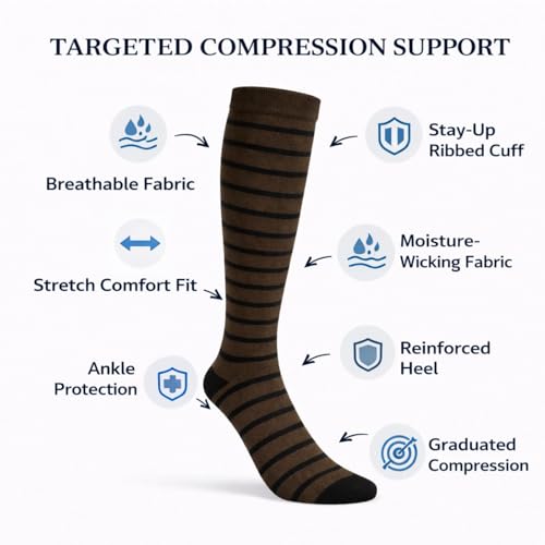 Image of Diamond Star 6 Pairs Compression Socks for Men & Women, Knee High Socks
