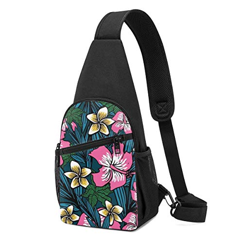 PGTry Bolsa de hombro de fondo de flores polinesia  ligera  mochila para el pecho  cruzada