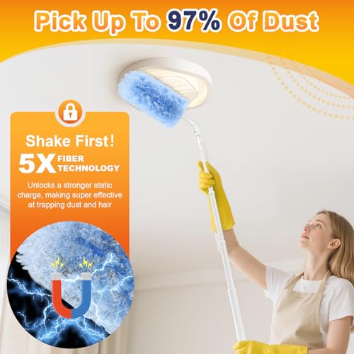 Image of 30-Pack Heavy Duty Duster Refills Compatible with Swiffer, 3FT Extendable Handle, 5X Multi-Surface Microfiber Duster for Home, Fans, Blinds, Vents & Car Cleaning