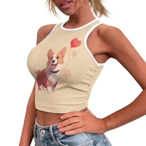 Womens Crop Tank Tops Custom Athletic Y2k Sexy Cami Vest Summer Hot Sleeveless Tee