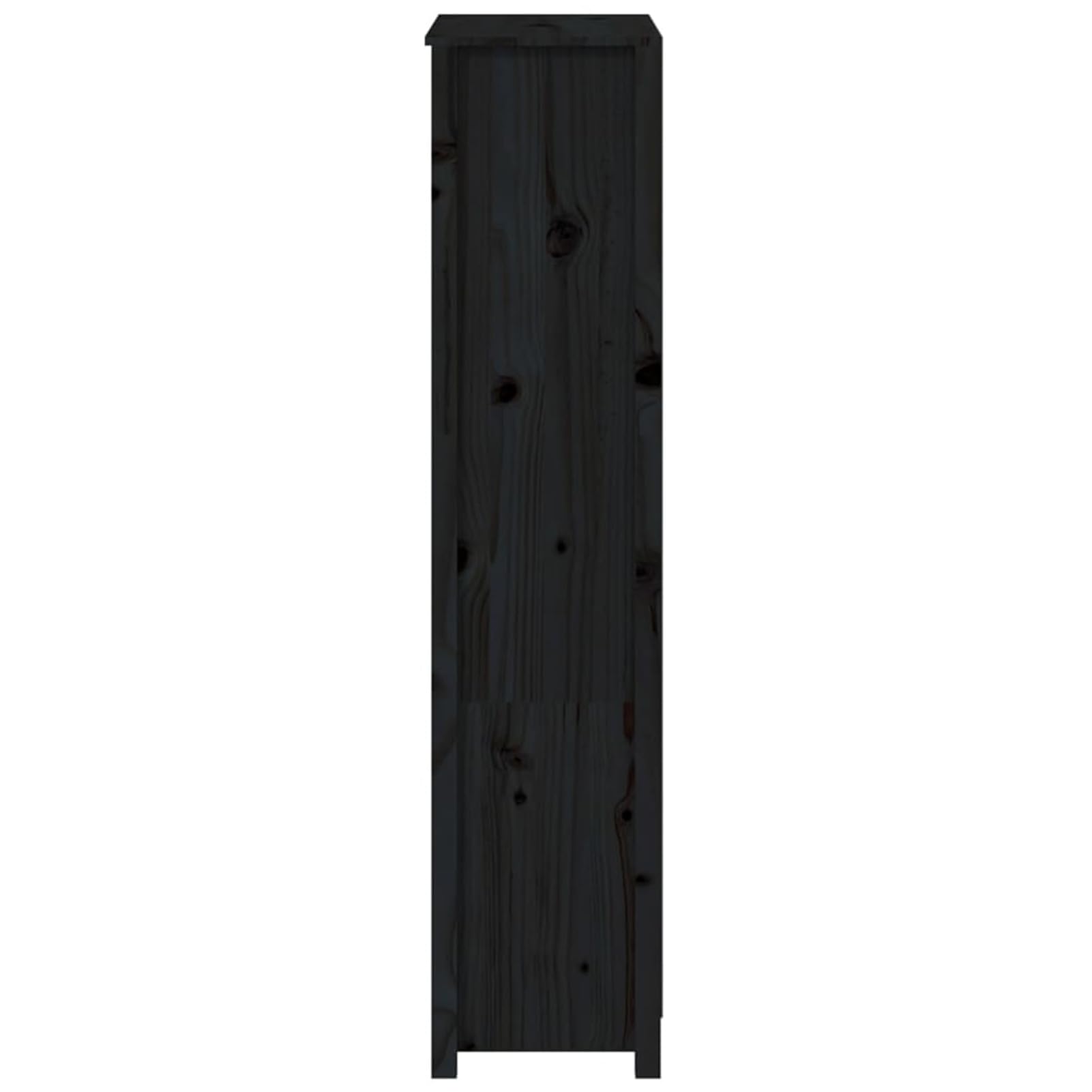 Czarny kredens 80x35x154 cm z litego drewna sosnowego, komoda do przechowywania sypialni, komody z szufladami, szafka z szufladami