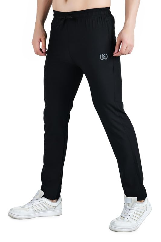 Image of KWINGS Soft NS Lycra Track Pant for Men - Comfortable Straight Fit Joggers with Secure Side Zipper Pockets