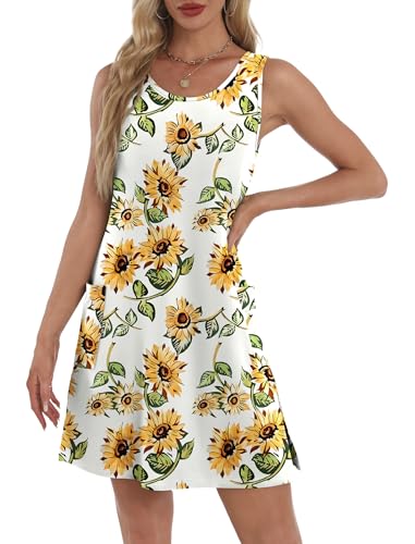 Image of BKRIVE Coverup Summer Dresses for Women 2026 Eyelet Casual Loose Sleeveless Sundresses Tank Dresses with Pockets