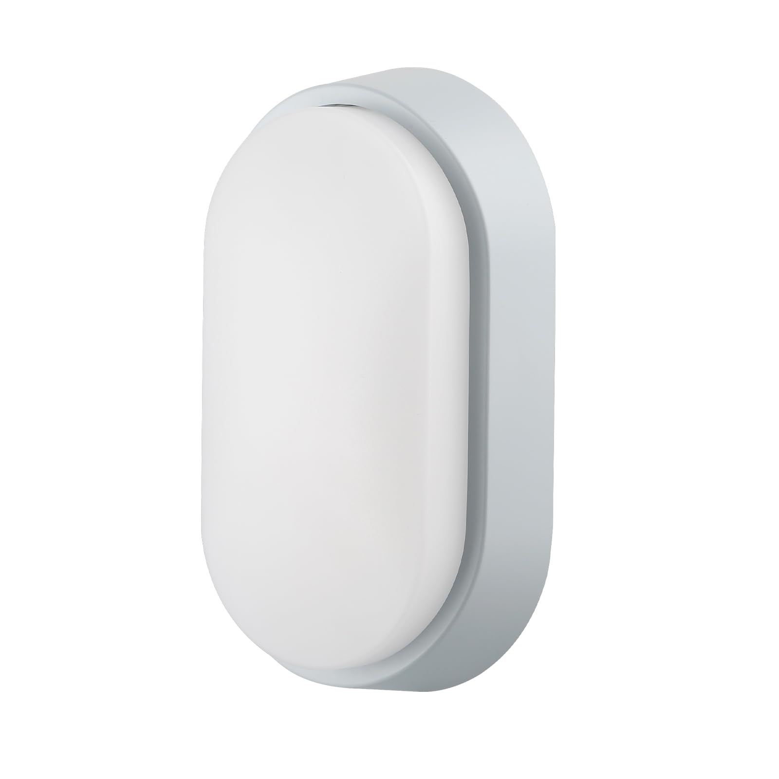 M EGA MEGACUBE 18W LED Wall Light, 3000K/4000K/6500K IP65 Oval Bulkhead Light Fitting with Grey Trim for Indoor, Outdoor, Bath, Office, Hallway, Corridor, Utility, Garden, Shed, Workshop, Patio etc